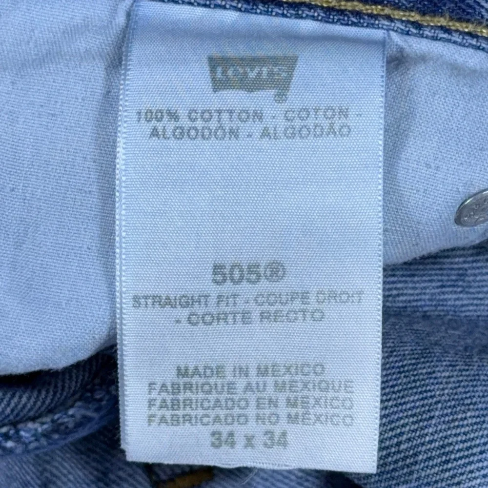 Levis 505 Regular Fit Straight Leg Mens Jeans Blue Denim 34x34 Medium Wash